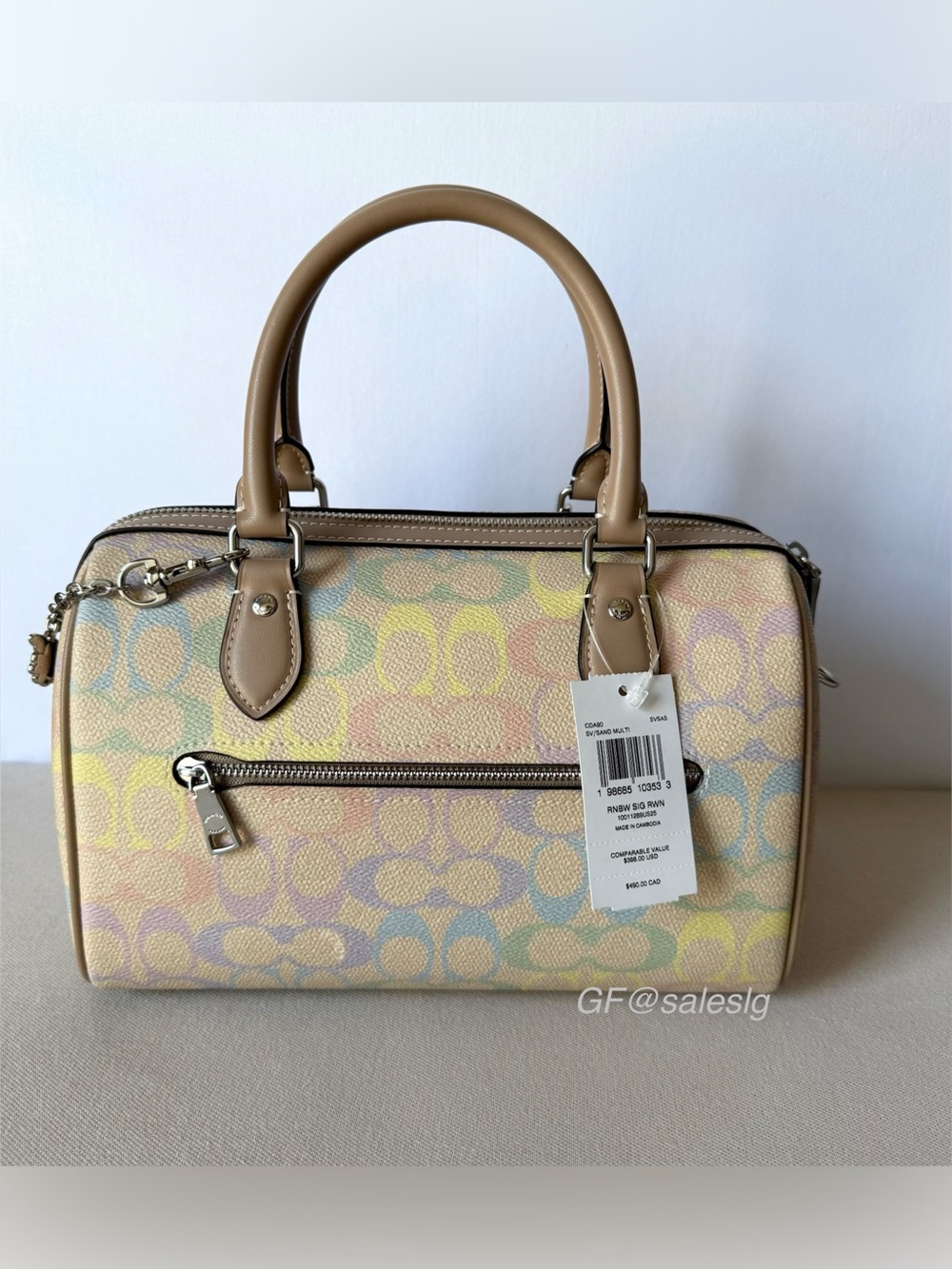 NWT Coach Rowan Satchel Rainbow Signature CDA90 + Gift Set Ready to Gift - Picture 7 of 15